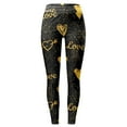 thumbnail image 2 of Tummy Control Women's Leggings High Waisted Valentines Day Heart Printed Running Tights for Women Skimpy Soft Sport Yoga Pants Gold XXL, 2 of 4