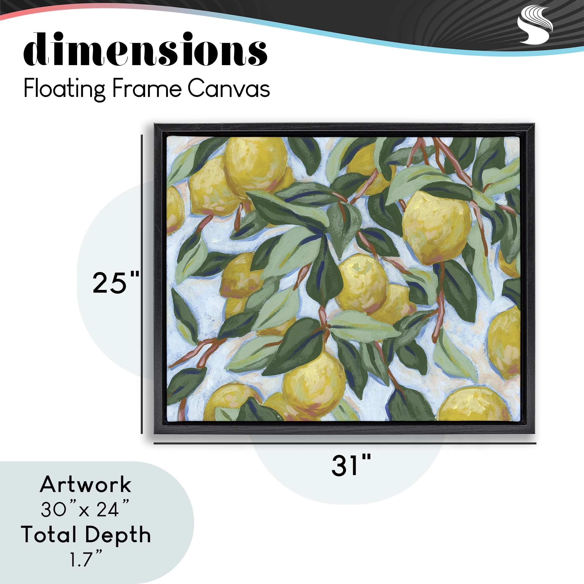 Stupell Industries Summer Citrus Tree Black Framed Floater Canvas Wall Art, design by June Erica Vess