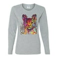 thumbnail image 2 of Wild Bobby Dean Russo Colorful Cat Abyssinian Cat Lover Women Graphic Long Sleeve Tee, Heather Grey, Large, 2 of 5