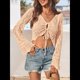 thumbnail image 4 of Suéter de Punto Estilo Bohemio con Hombros Descubiertos y Mangas Acampanadas para Mujer, Color Albaricoque, Talla M, 4 of 8