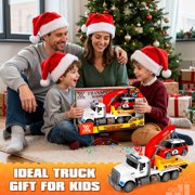 Huge Wave Large Tow Truck Toys for 3-8 Year Boys, Transport Truck with Loading Crane, Lights and Sounds Vehicles Toy Birthday Gift for Toddlers Kids