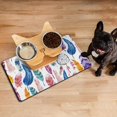 thumbnail image 3 of Boho Retro Floral Pet Feeding Mat-Abstract Art Pattern Absorbent Pet Placemat for Food and Water Bowl, with Waterproof Rubber Backing, Quick Dry Water Dispenser Mat for Dog and Cat (12"x20"), 3 of 7