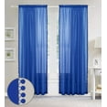 thumbnail image 2 of Pom-Pom Tassel Window Drapes, (Set of 2) Multipurpose Sheer Curtains, 60 X 84, Neon Blue, 2 of 5