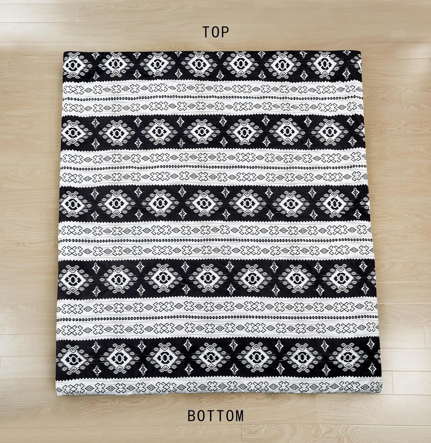 Chezmoi Collection Indie 7-Piece Southwestern Aztec Comforter Set, Black White Geometric Symbols Printed Washed Microfiber Bedding, Full