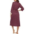 thumbnail image 4 of EQWLJWE Women's Summer Fashion Three Quarter V-neck Prtiped Mid-Calf Sleepwear+Belts Robes Holiday Clearance, 4 of 8