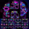 thumbnail image 2 of Pegatina fluorescente del Día de los muertos, tatuajes temporales, tatuajes de piel impermeables para cara, fiesta, música, concierto, Bar, tatuaje de Halloween, 2 of 4