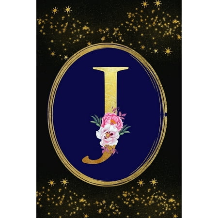 Gifts That Start With The Letter C J : Monogram Initial J Notebook: Lined Gift Journal for Girls and Women: Beautiful Gold Floral Letter ()