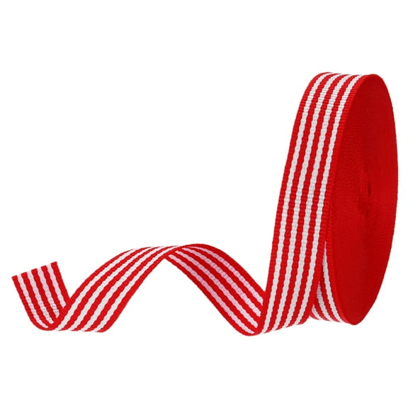 Uxcell 5/8" Red and White Striped Grosgrain Ribbon, 10 Yard Polyester Fabric Stripe Craft Ribbon Double Faced Design for Bow Gift Wrapping DIY Making Christmas Decorations