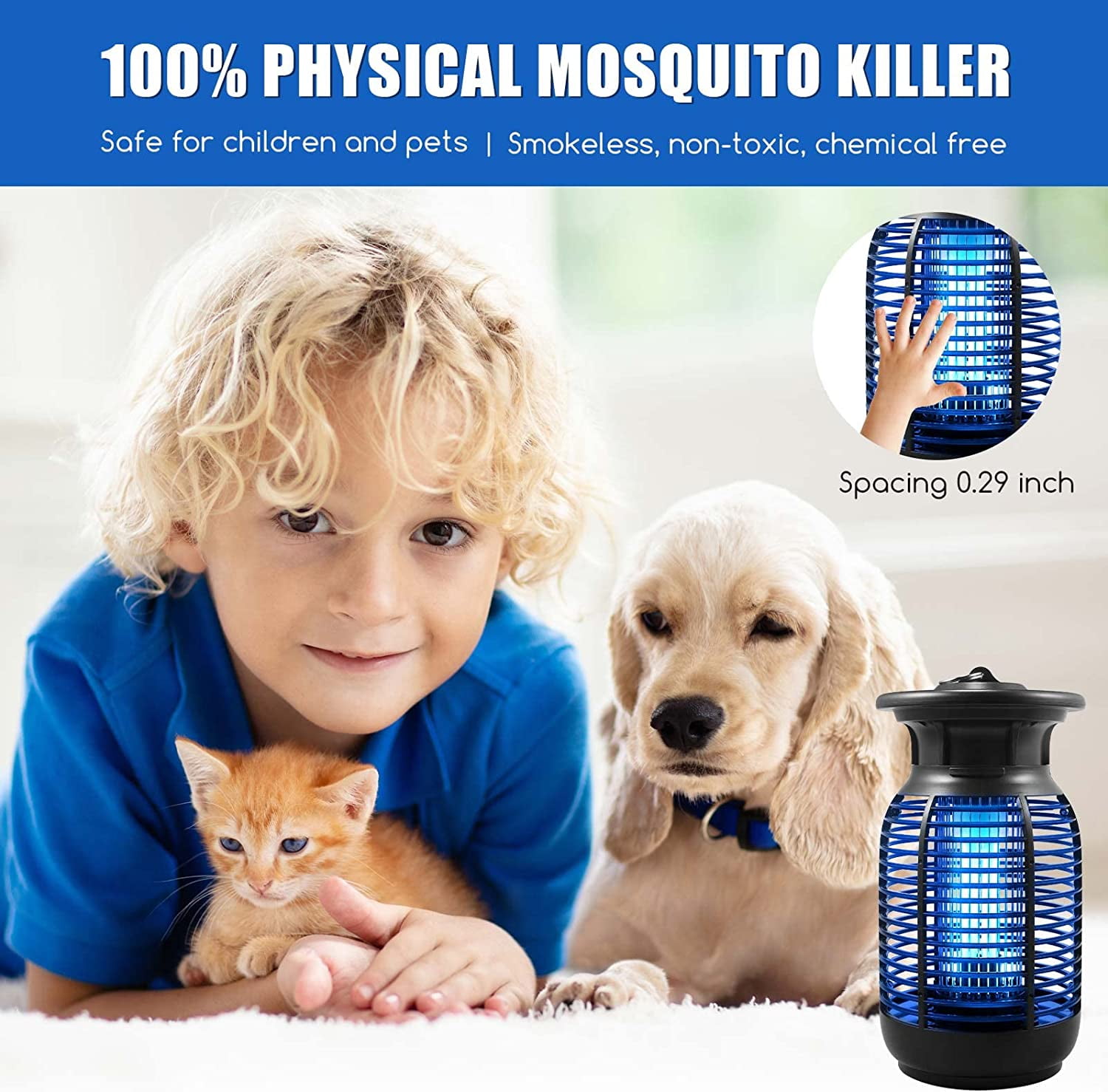 G·PEH Bug Zapper Indoor Plug in, Fly Traps for Indoors Outdoors, 4250V High Powered Electric Insect Trap, Waterproof Mosquito Killer for Home Patio Office, Safe & Effective