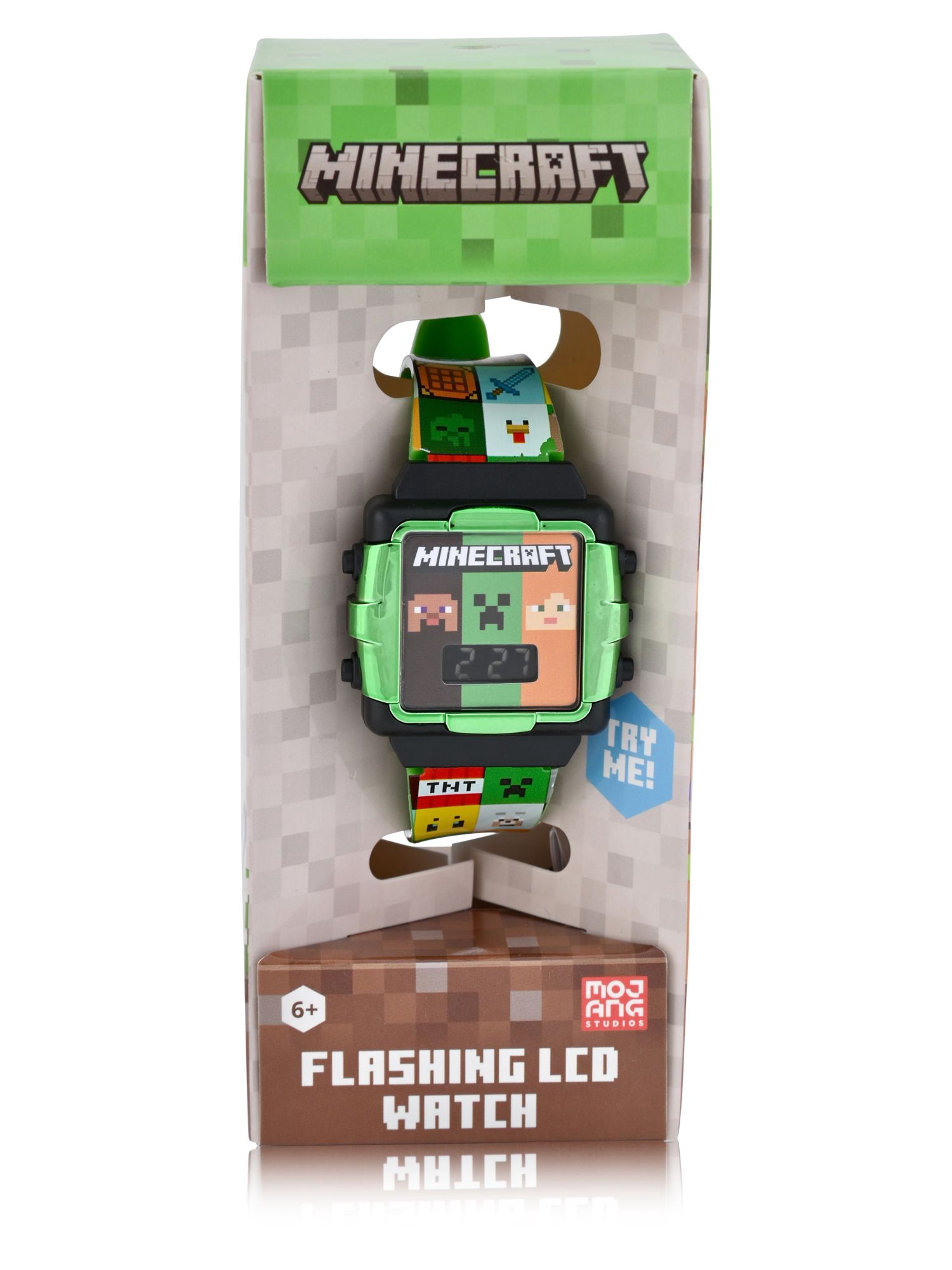 Minecraft Kids Flashing Lights LCD Watch with Printed Strap