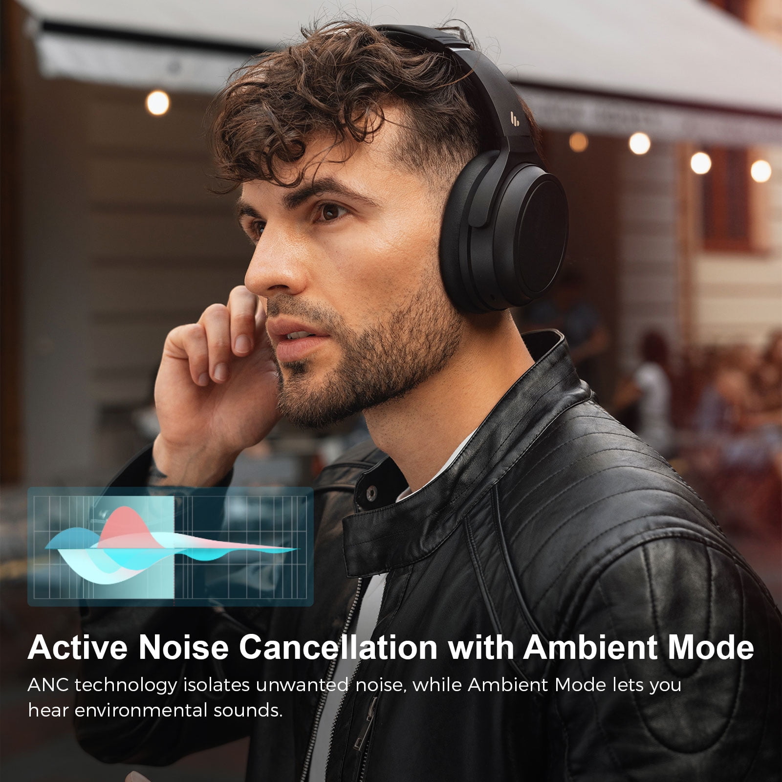 Edifier WH700NB Wireless Active Noise Cancellation Over-Ear Headphones - Black, Holiday Gift