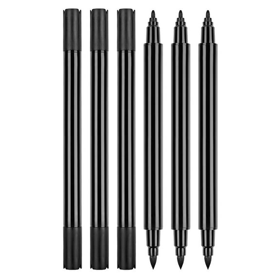 6Pcs Double End Fabric Marker for Clothing Hat Canvas Bag Shoes, No Fading No Bleeding Waterproof Black Fabric Paint Pen