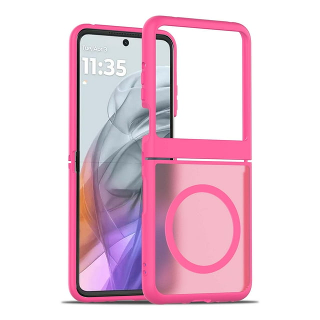 Designed for Motorola Razr 2024/2025 Magnetic Phone Case,Compatible with Mag-Safe,Military Grade Shockproof Anti-Scratch Durable Rugged Ultra Slim Skin Feel Translucent Phone Case,Rose