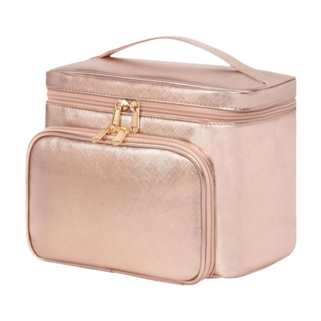 Organizador de maquillaje de la bolsa de maquillaje de viaje con 2 divisores extraíbles de la bolsa de lavado de viajes portátiles Case cosmética para