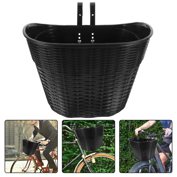 MLINS 1 Set Front Basket Multi-Function Woven Basket Storage Basket Imitation Rattan Bicycle Front Basket For Cycling Storage Groceries