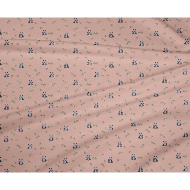 oneOone Polyester Lycra Fabric Leaves & Panda Animal Printed Fabric 1 Yard 56 Inch Wide