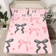 thumbnail image 2 of Manfei Kawaii Bow Tie Bed Sheets,Cute Bowknot Ribbon King Sheets,Pink Black Sheet Set For Girls Teens,Breathable Home Decor,4-Piece, 2 of 7