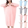 thumbnail image 4 of ZQUUVOU Women's Fannel Nightgowns Fall Winter Warm Bow Plush Bathrobe Absorbent Drying Fleece Long Sleepwear Blue, 4 of 4