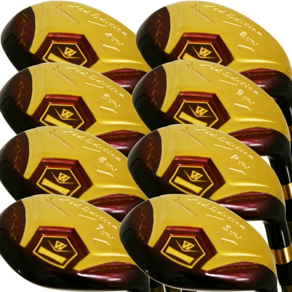 Japan WaZaki Hybrid Utility Iron Set USGA R A Rules Golf Club,14K Gold Finish,4-SW,with Covers,Cyclone Model,Mens Regular Flex,55g Graphite Shaft,Plus Length,Pack of 16