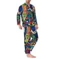 thumbnail image 2 of Daiia Colorful Floral Forest Fairy for Men's Long-Sleeved Pajama Set – Soft & Comfortable Sleepwear Button-Up Pajamas Cozy Lounge Wear-Large, 2 of 7