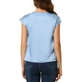 thumbnail image 3 of INSPIRE CHIC Women's Cap Sleeve Silky Blouse Round Neck Pleated Casual Elegant Top, 3 of 6