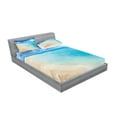 thumbnail image 2 of Ambesonne Beach Fitted Sheet & Pillow Sham Set, Sunny Seashore and Shells, Calking, Aqua Cream Blue, 2 of 2