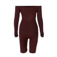 thumbnail image 4 of Seyurigaoka Women’s Juniors Solid Color Boat Neck Hollow Long Sleeve Tight Jumpsuit, 4 of 6