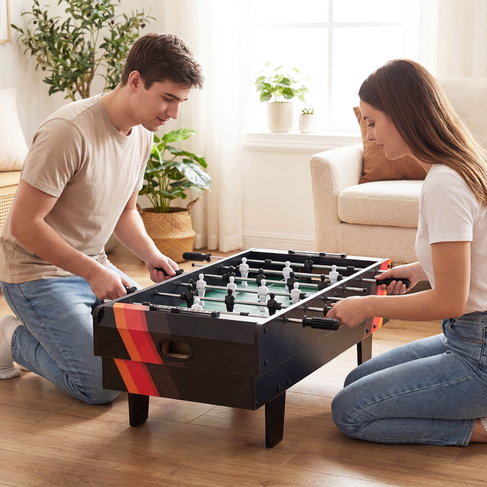 Costway 4 in 1 Multi Game Table with Stackable Tabletops of Billiards, Air Hockey, Foosball Black