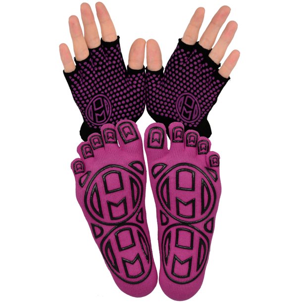 Yoga Gloves AND Socks COMBO PACK Yoga Gear for Women & Men by Mato