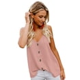 thumbnail image 4 of Women's Pink Spaghetti Strap Buttoned Tank Top, 4 of 10