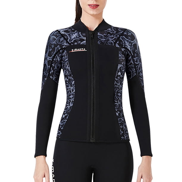 Eigraketly Traje de neopreno de 3MM para buceo, traje de neopreno grueso de manga larga, chaqueta, trajes de buceo, traje de Surf para aeróbic acuático, Deportes acuáticos mujer gris S Eigraketly OD003290-16