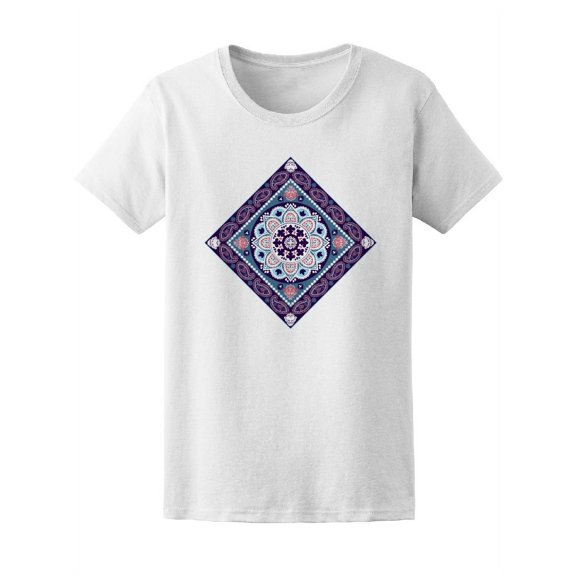 Fashion Beautiful Floral Mandala T-Shirt Women -Image by Shutterstock, Female Large