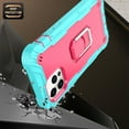 thumbnail image 6 of iPhone 12 Pro Case, iPhone 12 Case, Dteck 2 in 1 Hybrid Rugged Shockproof Case with Ring Holder Kickstand Silicone Cover for iPhone 12 / 12 Pro 6.1-inch,Mint+Rose, 6 of 7
