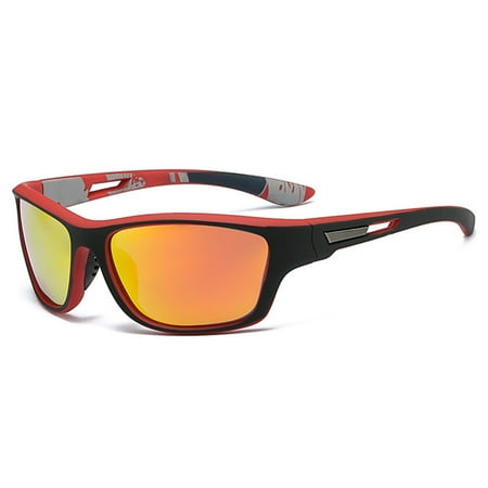

Men Big Frame Cycling Sunglasses Anti-Seawater UV Protection Sunglasses for Running Cycling Fishing Black And Red Frame Red Film (polarized Light)