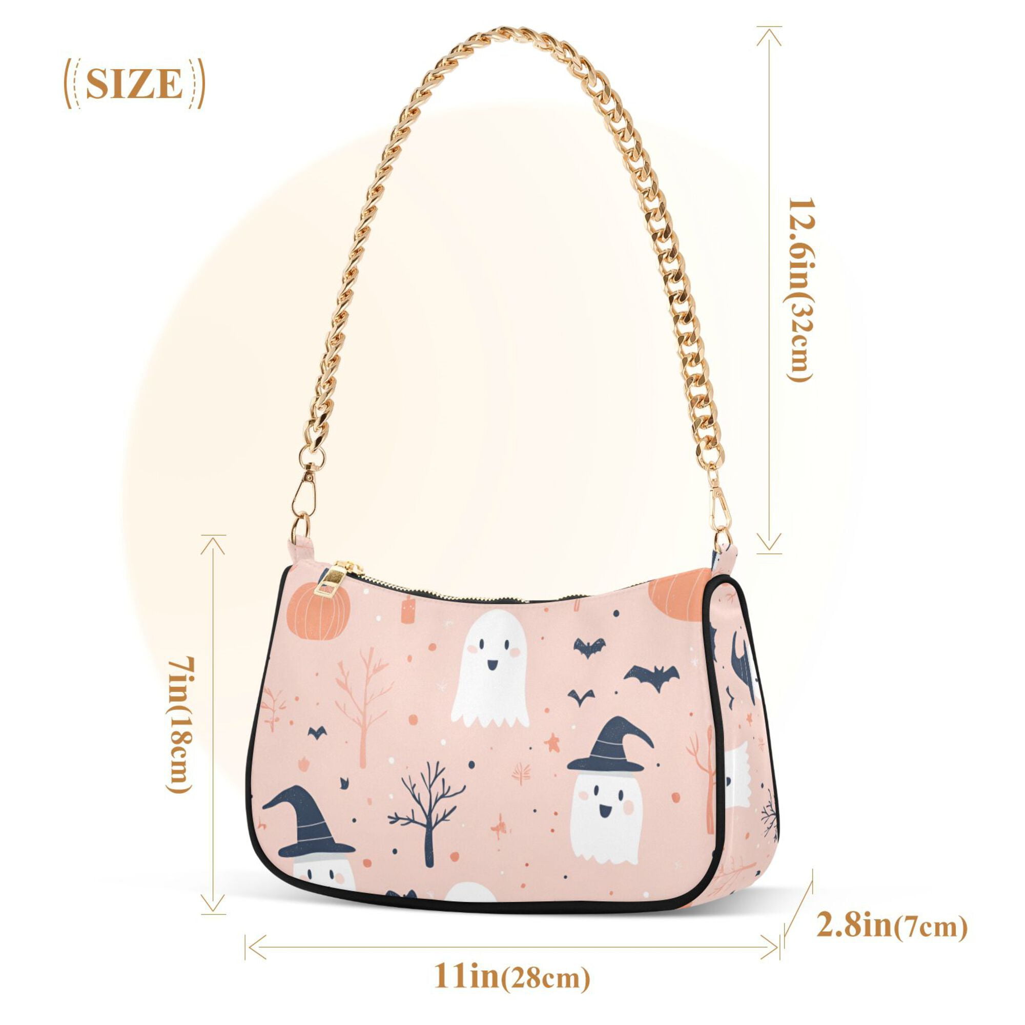 FORMRS Womens Shoulder Bag with Chain Strap Clutch Purse Cute Tote Handbag, Cute Cartoon Halloween