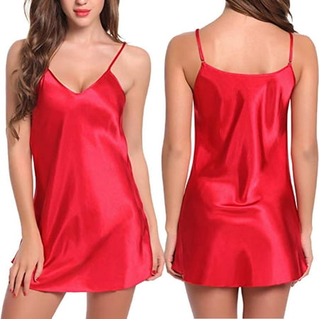 

COUTEXYI Sexy Women Lace Silky Soft Shiny Satin Chemise Nightdress Nighty Nightwear 8-16