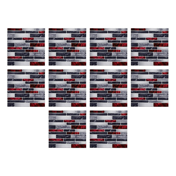 Juego de 10 piezas de decoración para el hogar, juego de azulejos para sala de estar, pegatina fuerte, pegatina de pared para cocina Wmkox8yii fhajkh465