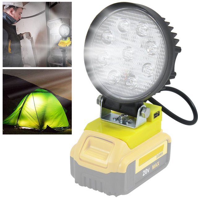 LED Work Light 2700LM 18V 27W LED Flood Light IP55 Waterproof Job Site Light Portable Flashlight