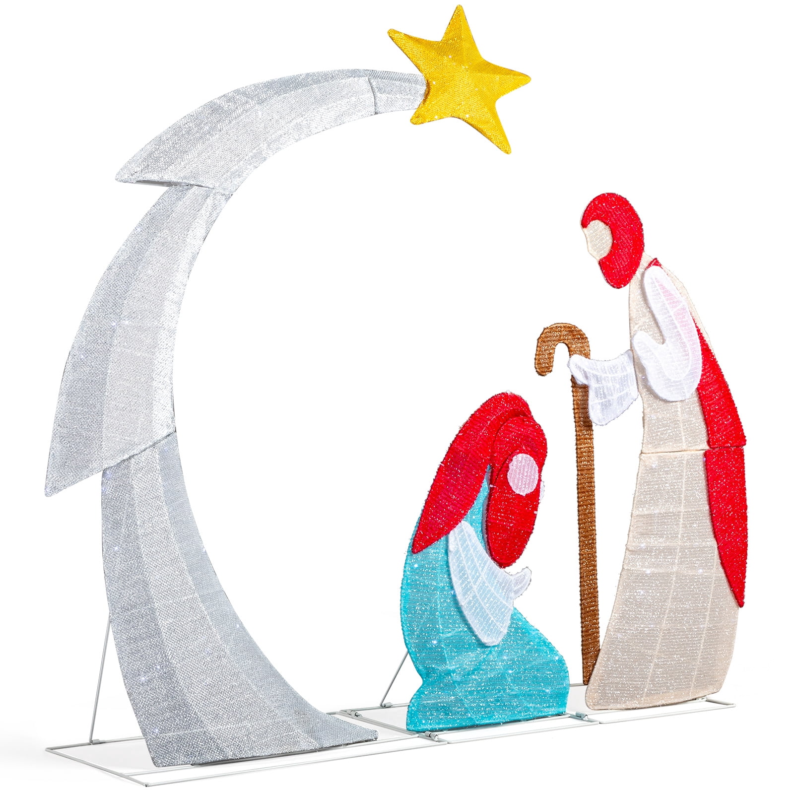 Astoutdoor Lighted 2D Nativity Scene, 170 White LED Lights, 19.69 x 8.86 x 14.57 in, Indoor Outdoor Christmas Decoration