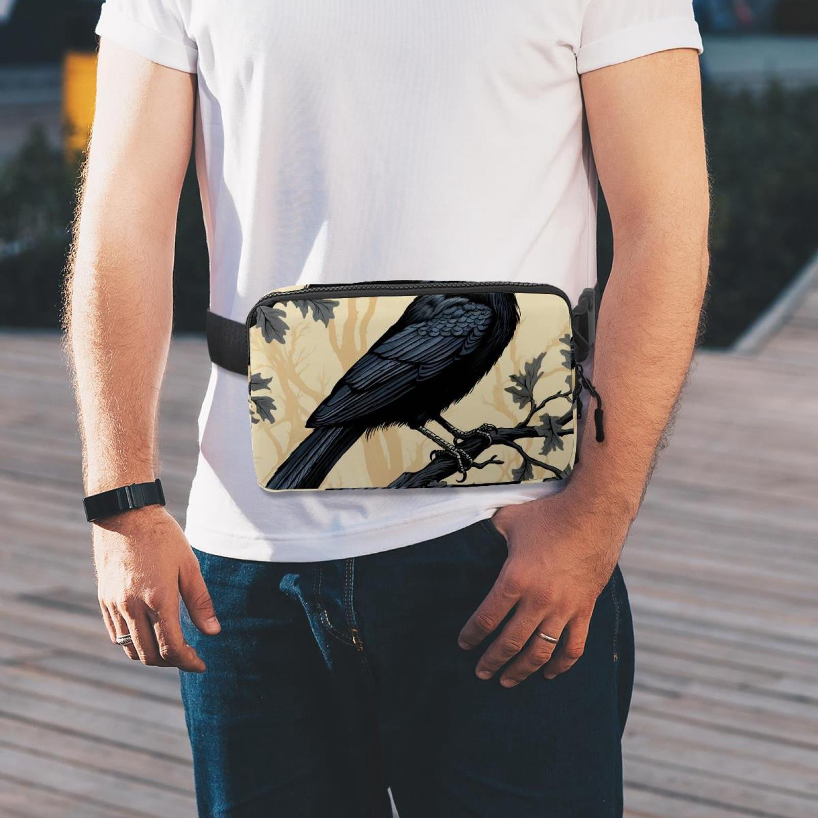 Crow Lightweight Adjustable Sling Bag Waist Pack with Extension Strap Unisex - Ideal for Travel and Outdoor Activities