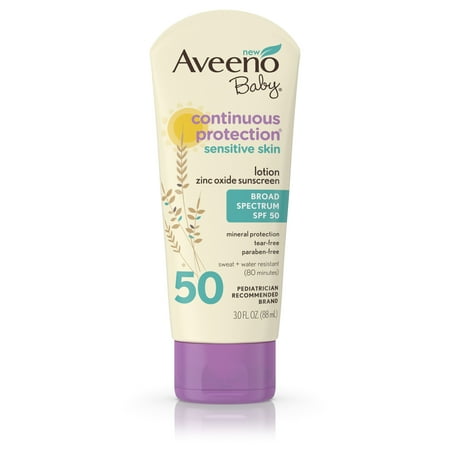 Aveeno Baby Continuous Protection Zinc Oxide Mineral Sunscreen, SPF 50