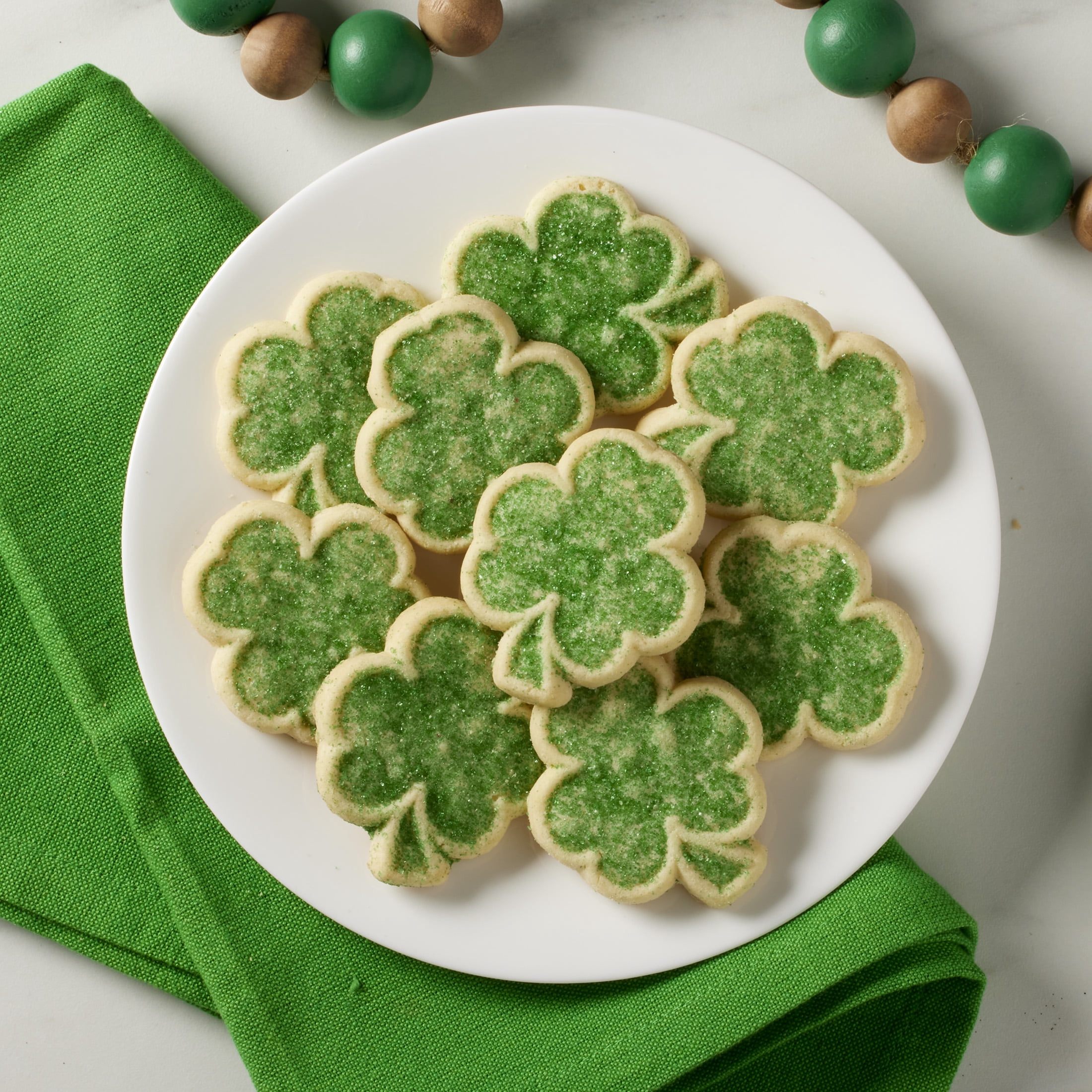 Freshness Guaranteed Tub Sugar Cookies, Mini Shamrock Shaped with Green Sugar Topping, Crunchy, Baked, Ready to Eat, Share with Others, 5.3oz