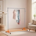 thumbnail image 4 of EDTara Heavy Duty Steel Garment Rack, z-Shape Single Rail With 300lb Capacity, Lockable Wheels, 2 Pvc Powder Covers, Hooks for Retail & Entryway, 4 of 8