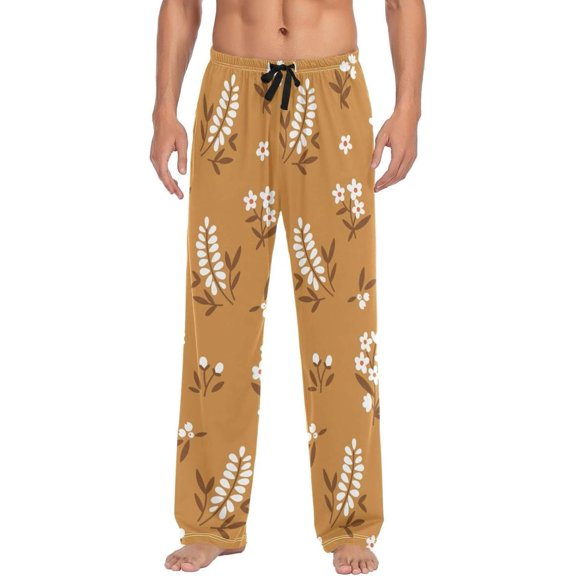 Wildflowers Brown Ghost Pajama Pants, Men's Lounge Pants Light with Drawstring and Pockets, Christmas New Year Birthday Father's Day Gifts, Small