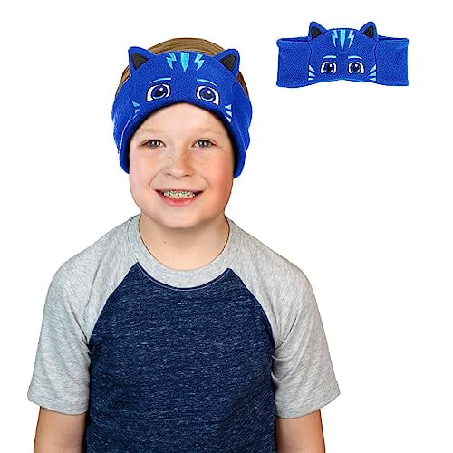 CozyPhones PJ Masks Catboy - Auriculares para niños con diadema para colocar sobre la oreja, volumen limitado con altavoces finos y diadema de forro polar suave