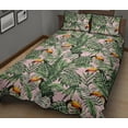 thumbnail image 2 of Tucán verde tropical selva palmera patrón Edredón Juego de Cama, 2 of 5