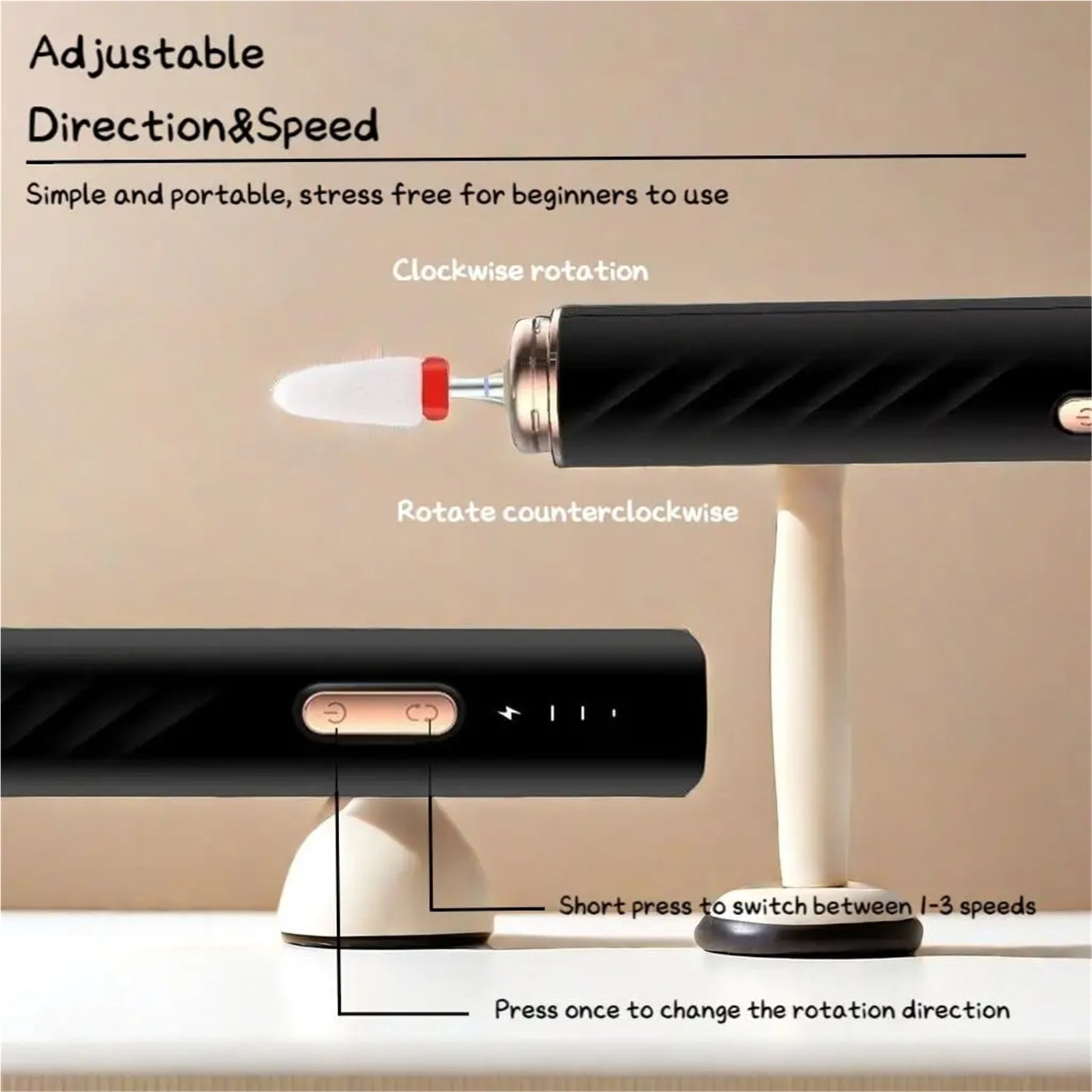 Portable Electric Nail Drill Machine, Nail Trimming Milling Cutter Set, Polishing Adjustable Speed Nail Polishing Machine