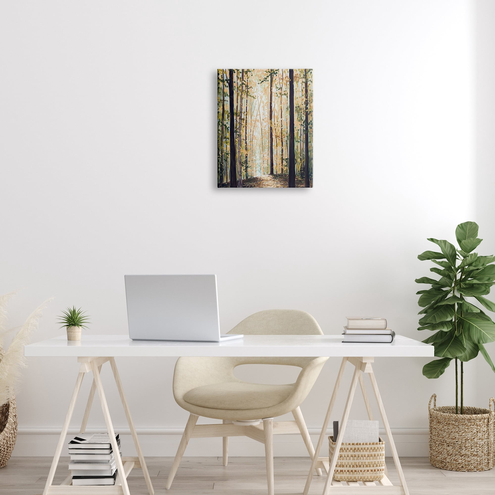 Stupell Industries Yellow Leaf Greenwood Hiking Trail Minimalistic Pointillism Painting,16 x 20, Design by Bruce Nawrocke