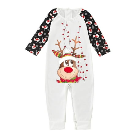 

TAIAOJING Baby Merry Christmas Cute Prints Family Clothes Long Sleeve Jumpsuit 6-12 Months