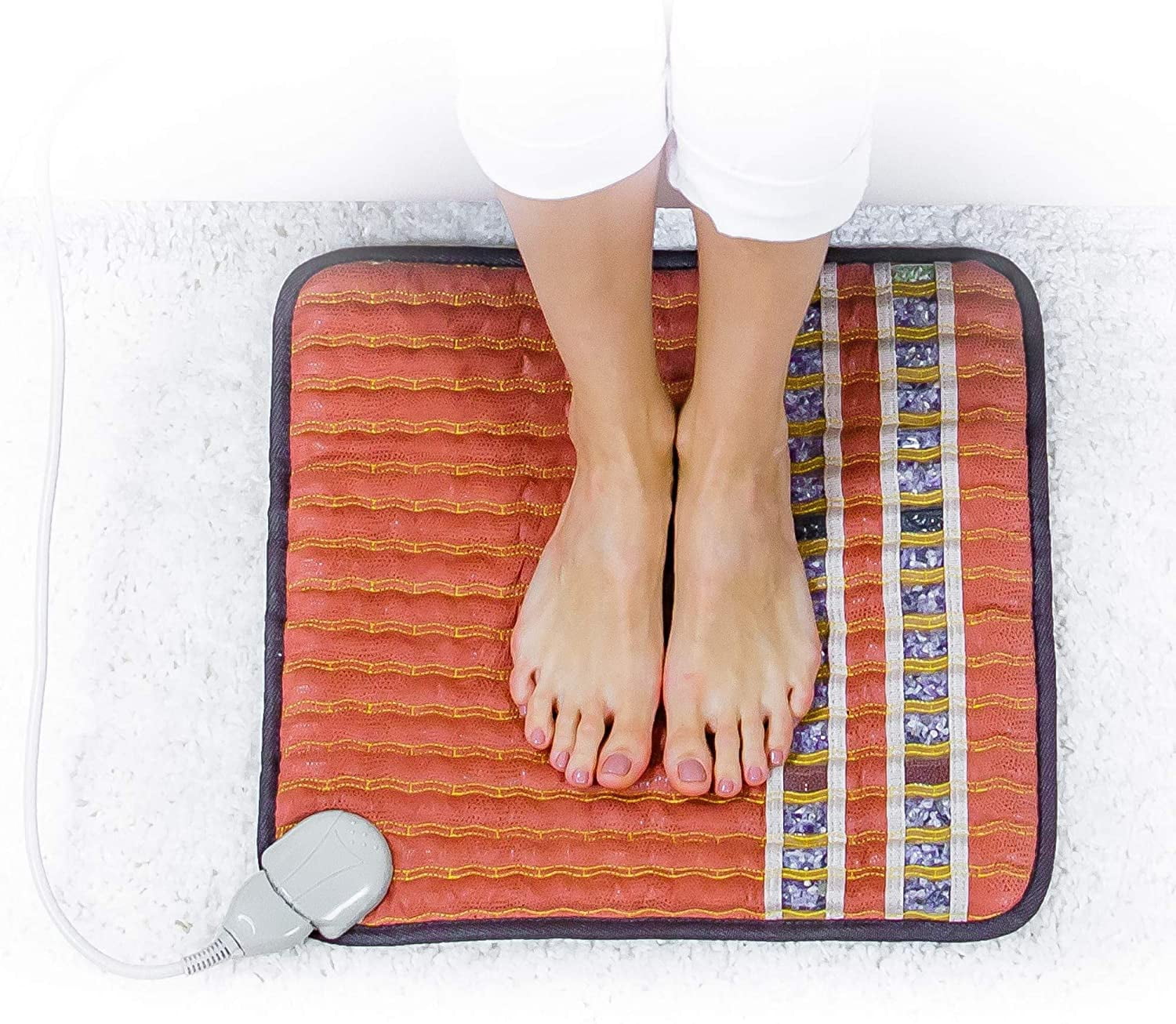 TAO-Mat Far Infrared Heating Pad, Crushed Amethyst, Tourmaline, Obsidian Crystals and Jade, Portable 18" x 18"